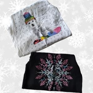 Set of Two Girls Hanes Graphic Glitter Long Sleeves